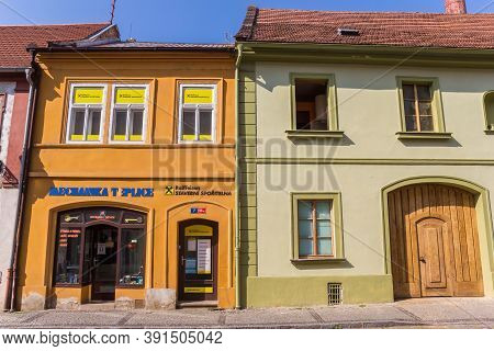 Litomerice, Czech Republic - September 12, 2020: Colorful Houses In The Historic Center Of Litomeric
