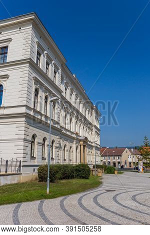 Litomerice, Czech Republic - September 12, 2020: Historic School Building In The Center Of Litomeric