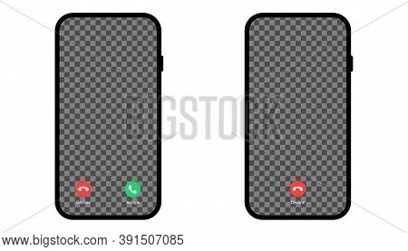 Accept And Decline Phone Call. Isolated Mockup Of Smartphone Active Call. Conversation Screen With T