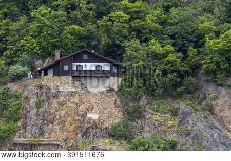 House At A Hillslope Seen Near Passau In Germany