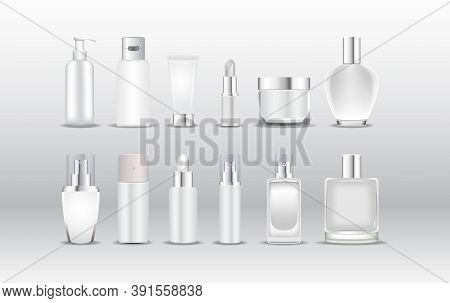 Various Types Of White Cosmetic Packaging Mockup