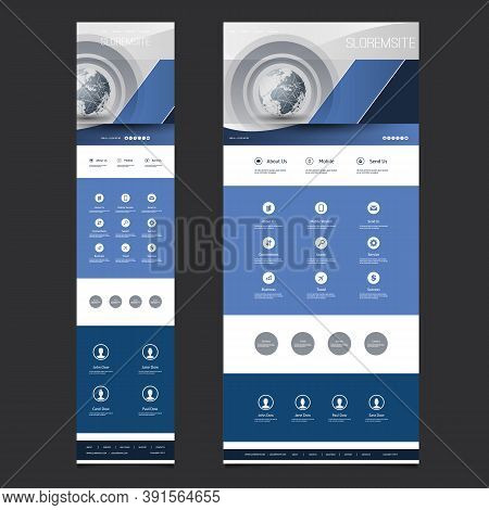Responsive One Page Website Template - Header Design With Earth Globe - Desktop And Mobile