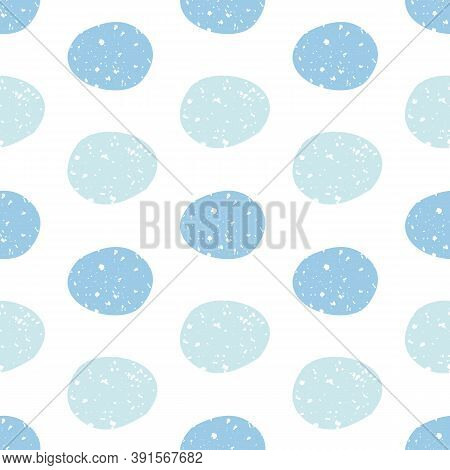 Vector Abstract Grunge Textured Pebble Seamless Pattern Background. Monochrome Blue Flecked Stone Ov