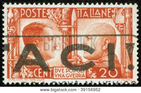 Stempel med Hitler og Mussolini