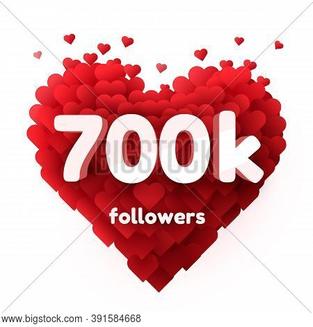 Followers Thank You. Red Heart For Social Network Friends, Followers, Web User Thank You Celebrate O
