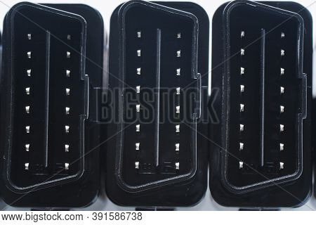 Car Connector. Obdii Professional Car Scanner. Plug Connector For Vehicle Diagnostics. Top View Back