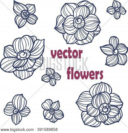 Abstract Flower And Leaf Vector Pattern. Trendy Vintage Style. Ideal For Fabrics, Gift Wrapping Pape