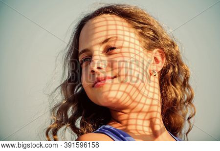 Kid Portrait. Pretty Child Outdoor. Natural Beauty. Small Girl Long Hair. Happy Childhood. Perfect H