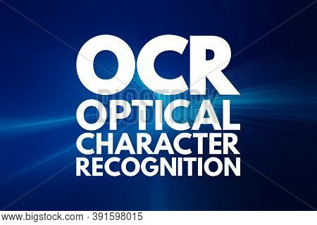 Ocr - Optical Character Recognition Acronym, Technology Concept Background