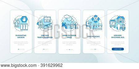 Covid School Safety Rules Onboarding Mobile App Page Screen With Concepts. Single Direction, Outdoor