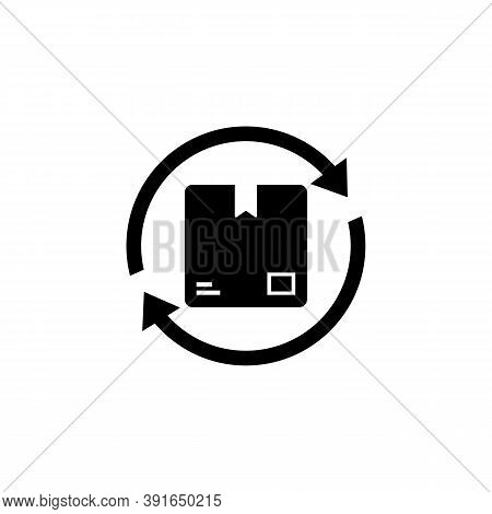 Update Delivery Status Line Icon. Return Delivery Box. Package With Arrows. Vector On Isolated White