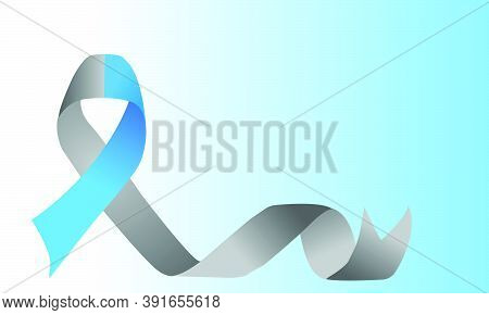 Blue And Grey Color Vector Ribbon Symbol Of  Diabetic Disease Awareness
