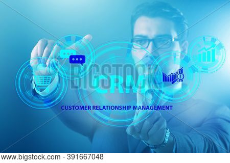 CRM custromer relationship management concept with businessman