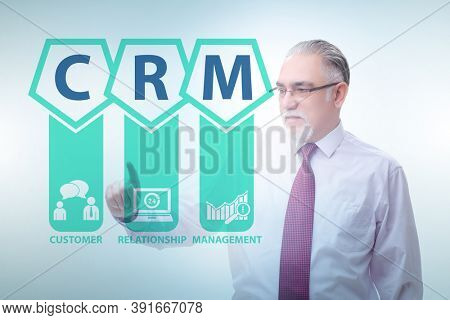 CRM custromer relationship management concept with businessman