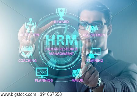 HRM - Human resource management concept with businessman