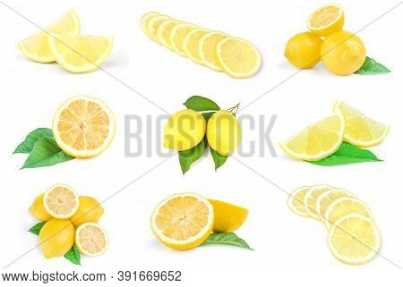 Set Of Lemons Isolated On A White Background Cutout