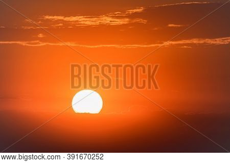 Beautiful Picture Of Dramatic Sunset Sky Sith Orange Clouds