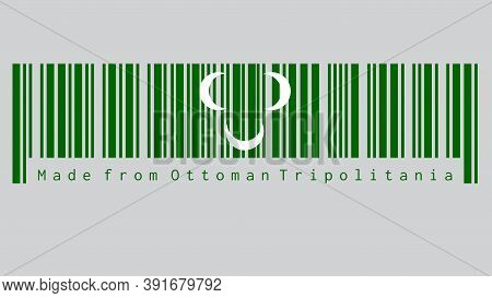 Barcode Set The Color Of Ottoman Tripolitania 18th Century Flag. Three White Crescent On Green And T