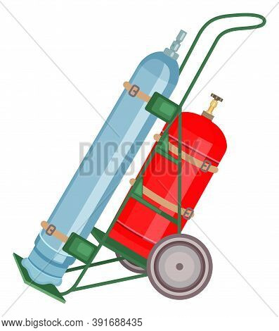 Gas Cylinder Vector Tank. Propane Bottle Icon Container. Oxygen Gas Cylinder Canister Fuel Storage. 
