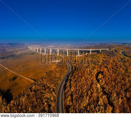 Balaton Hungary longest bridge in the country by drone