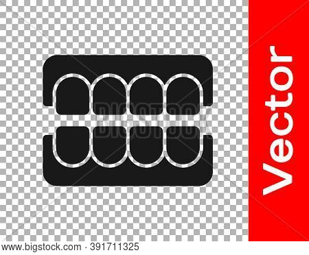 Black False Jaw Icon Isolated On Transparent Background. Dental Jaw Or Dentures, False Teeth With In