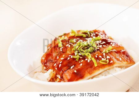 ปลาในข้าว unaju อาหารญี่ปุ่น unagi