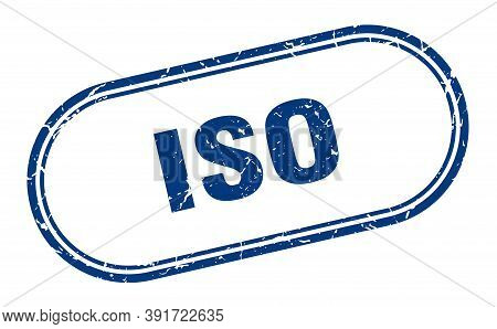 Iso Stamp. Rounded Grunge Textured Sign. Label