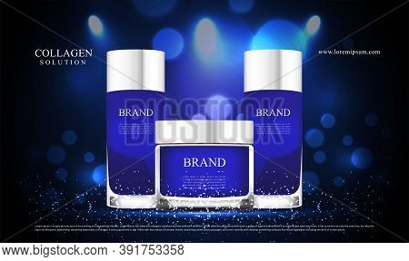 Blue Glitter And Lighting Effect For Cosmetics Advertising