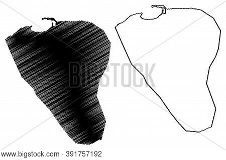 Bosaso City (federal Republic Of Somalia, Bari Region) Map Vector Illustration, Scribble Sketch City