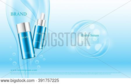 Blue Water Pouring Concept For Cosmetic Advertising
