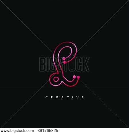 Initial Letter L Line Logo Icon Abstract Techno Vector Design Concept Red Color.