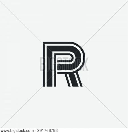 Initial Letter R Logo Icon  Abstract Line Vector Design Concept Black Color.