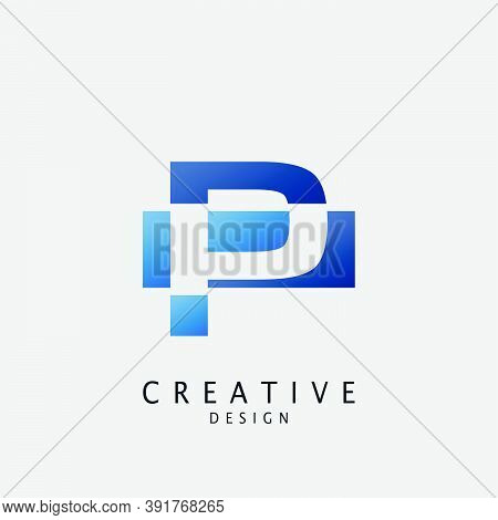 Negative Space Logo P Letter Techno Geometrical, Design Concept Geometric Shape With  Letter P Logo 