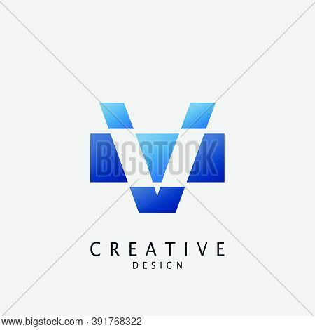 Negative Logo V Letter Techno Geometrical, Design Concept Geometric Shape With  Letter V Logo Icon F