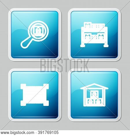 Set Line Search Package, Warehouse, Barcode And Icon. Vector