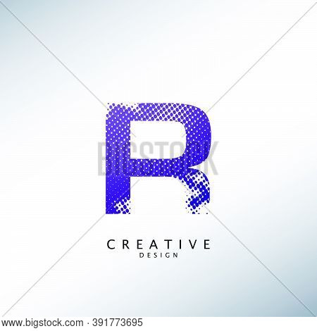 Abstract Halftone Initial Letter R Logo Icon, Design Concept Abstract Techno Halftone Shape With Let