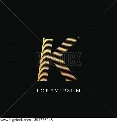 Line Stripes Letter K Logo Icon. Design Concept Line Stripe Shape With Initial Letter K Logo Icon.
