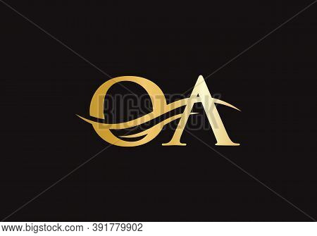Water Wave Oa Logo Vector. Oa Letter Modern Business Logo. Abstract Letter Oa Logo Design.