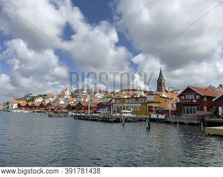 Fjallbacka, Sweden - June 10, 2019: Swedish Fishing Village Fjällbacka On The West Coast In Bohuslan