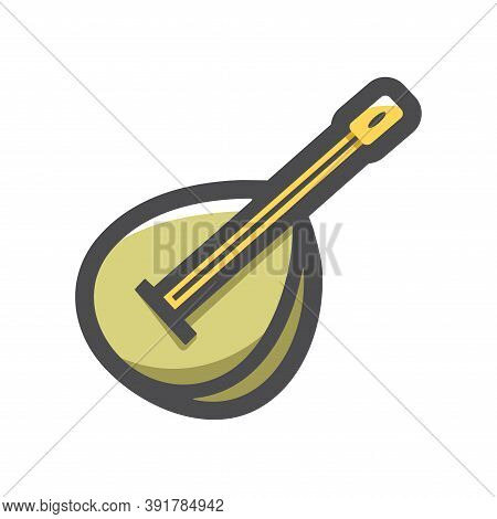 Dombra Asian Musical Instrument Vector Icon Cartoon Illustration