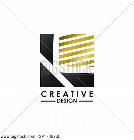 Negative Space Letter K Logo.  Creative Design Concept Square Shape, Stripe  Line With Hidden Letter