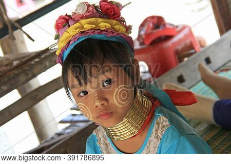 Chiang Rai, Thailand - 15 Mai 2018 :  Karen Tribal Girl ,  Near Mae Hong Son, Thailand, Chiang Rai. 