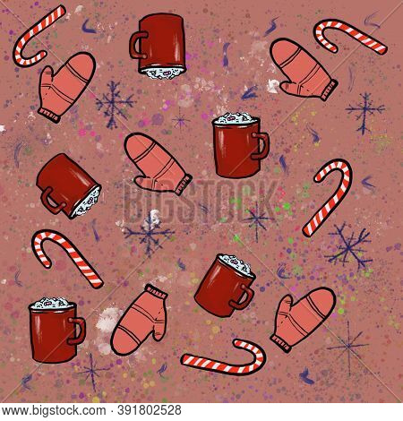 Funny Christmas And New Year Seamless Pattern