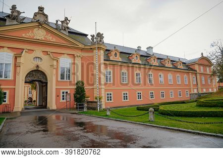 Rococo Chateau With A Distinguished Facade, Magnificent Residence From The 18th Century, Castle Dobr
