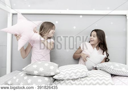 Girls Sleepover Party Ideas. Soulmates Girls Having Fun Sleepover Party. Girls Happy Best Friends In