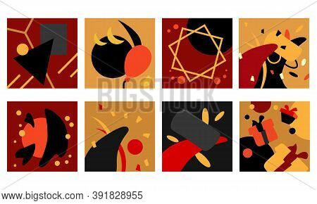 Geometric Pattern Set On White Isolated Backdrop. Fond Collection For Wallpaper, Web Site, Sleeper, 