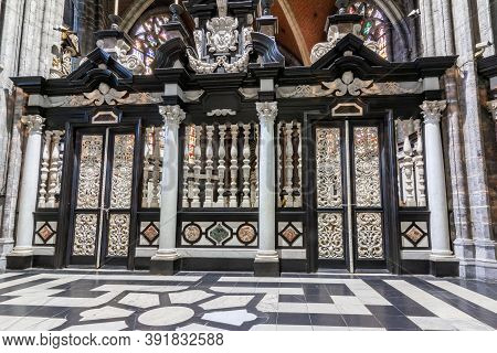 Gent, Belgium - June 2018: Interiors Of Saint Bavo's Cathedral