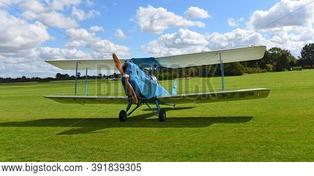 Ickwell, Bedfordshire, England - September 06, 2020: Vintage  Spartan Arrow Biplane  G-abwp Parked O