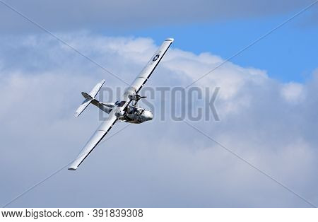 Ickwell, Bedfordshire, England - September 06, 2020: Vintage  Pby-5a Catalina 