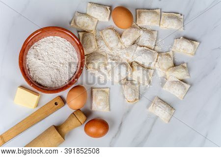 Making Homemade Ravioli Pasta.